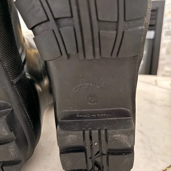 Joules Black Rain Boots with Yellow Trim - Picture 6 of 9